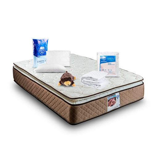 Colchón Spring Air Berkeley + Almohada 2 Pack Essence Peach Feel + Protector De Colchon Essence Impermeable